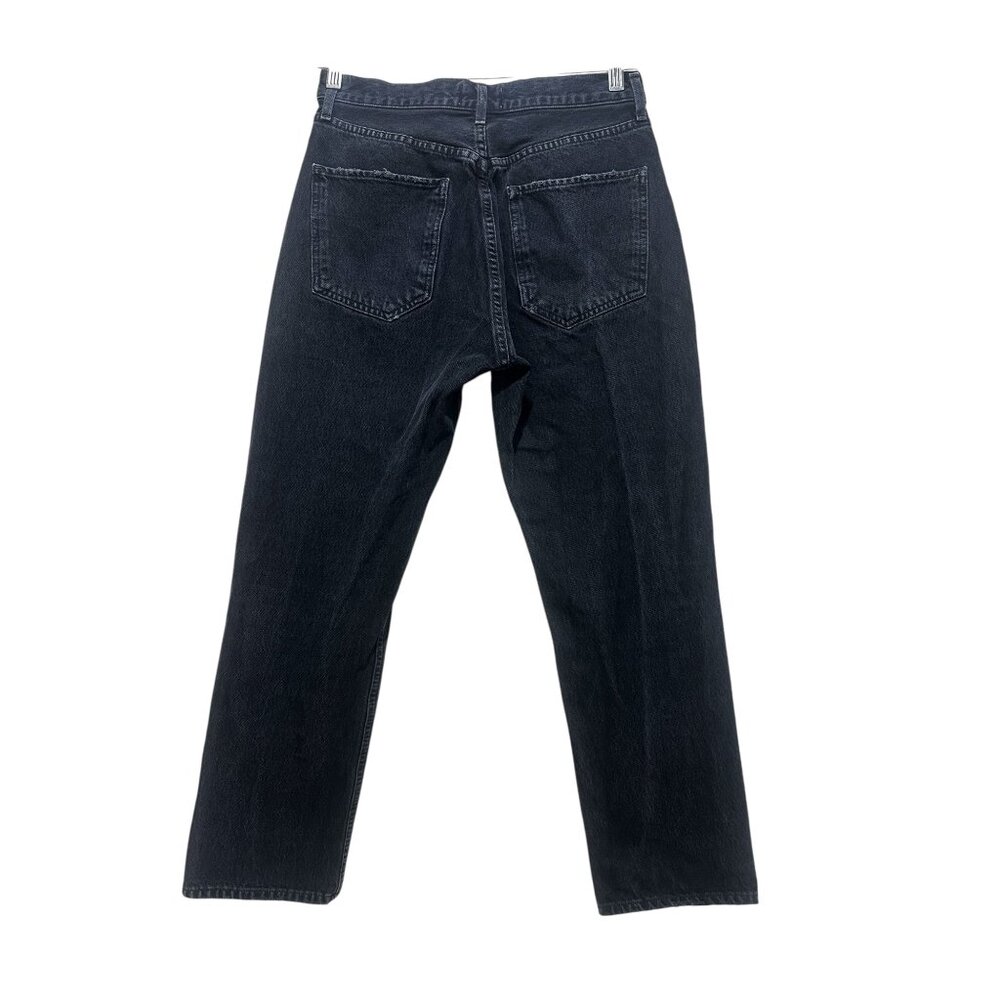 Agolde High Rise Straigt Leg Jeans Womens 28 Black Dark  Wash Button Fly Ankle - Picture 15 of 16